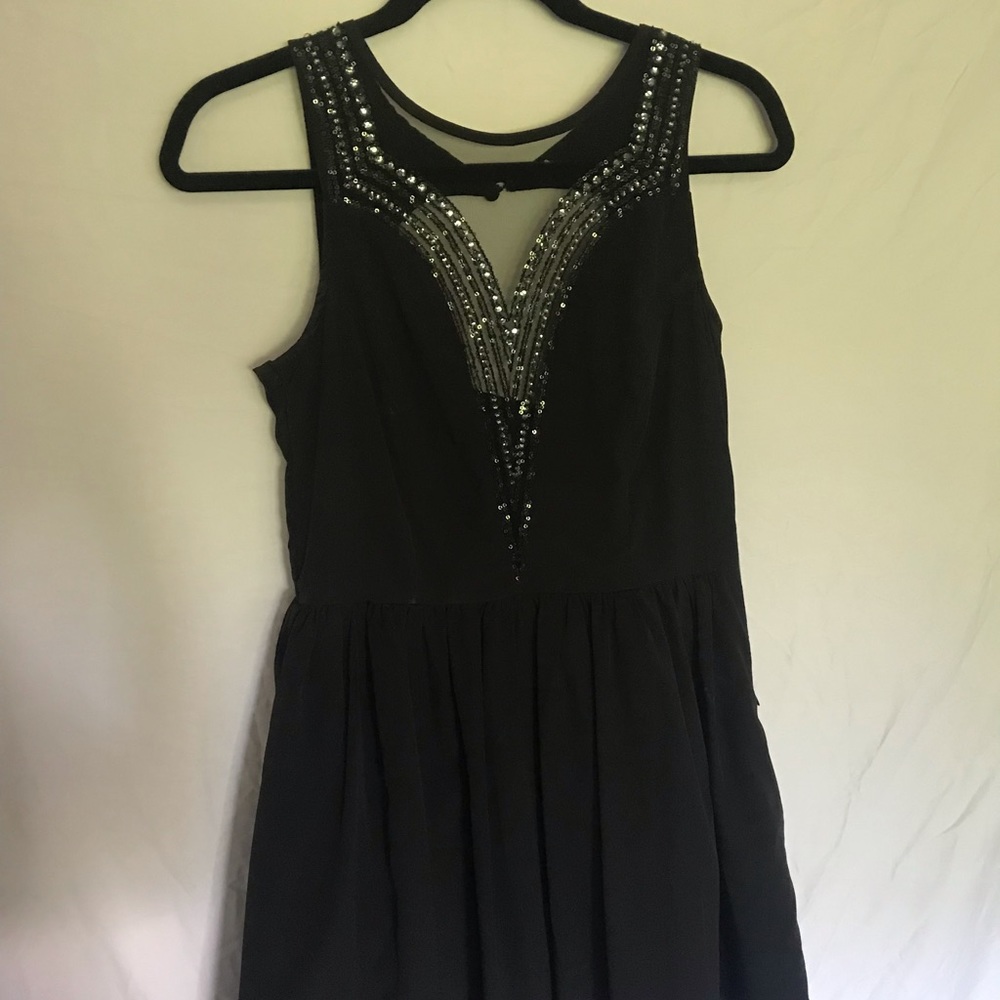 Black v cut dress
